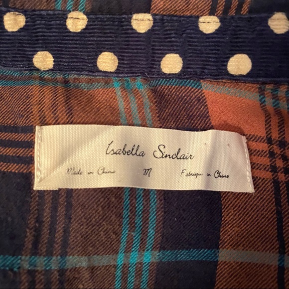 Isabella Sinclair | Plaid Draped Surplice Shirt Long Sleeve Size Medium - Picture 5 of 5